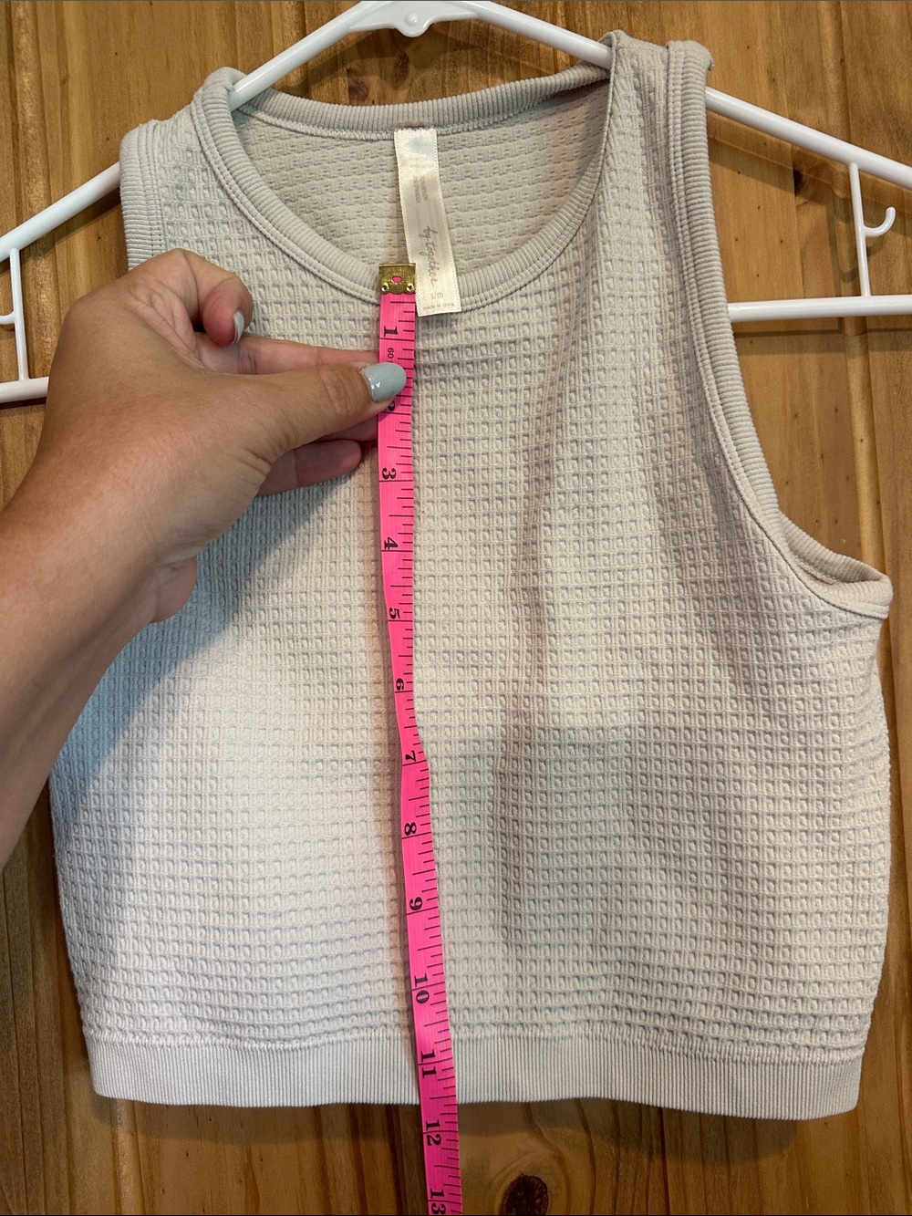 Together Light Gray Waffle Crop Tank - Picture 6 of 6